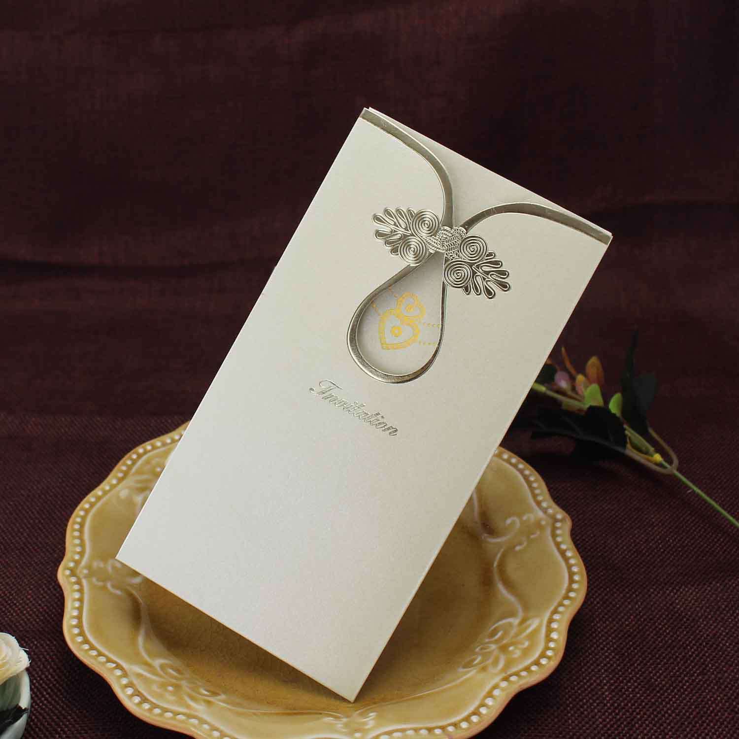 Cheap Invitation Card Pocket Invitation Foil Printing Wedding Invitation Customized